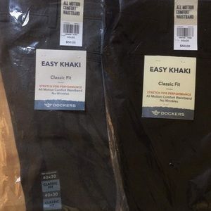 Classic fit black mens dress pants. Two pair.